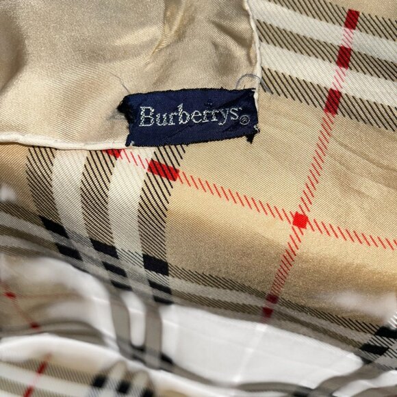 burberry 100% authentic SILK handrolled sewn Nova Check khaki blk scarf 30” sq - Picture 4 of 7